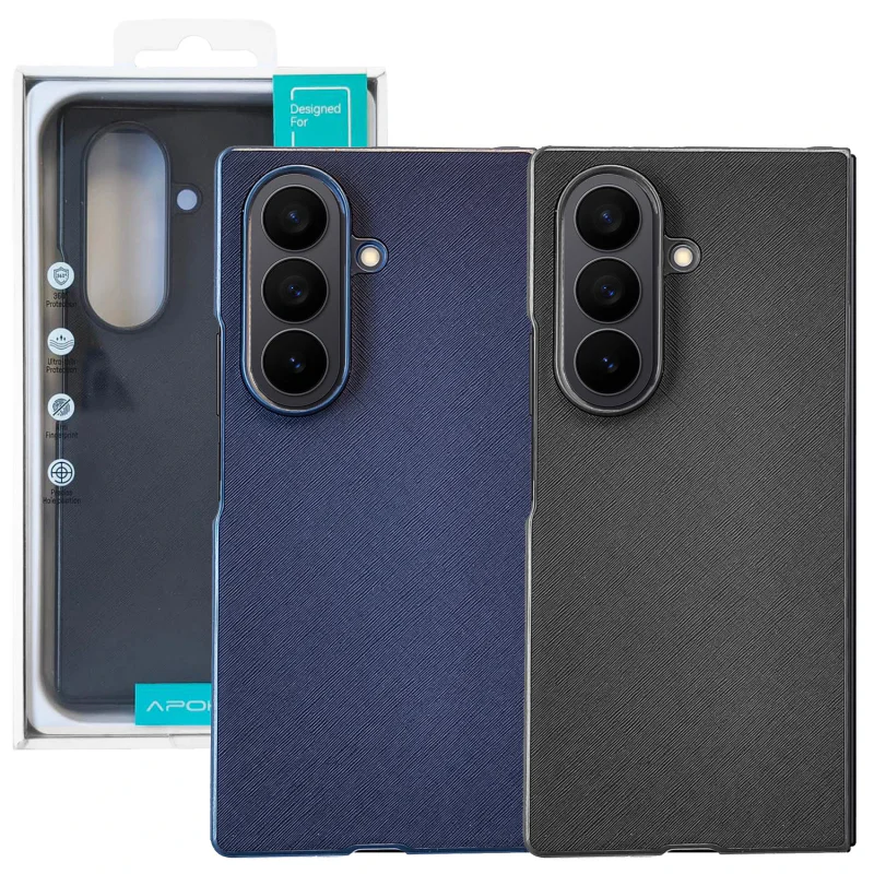 Capa Apokin para Samsung Galaxy Z Fold 7 com Tampa em Pele Variedade de cores - Imagem 1