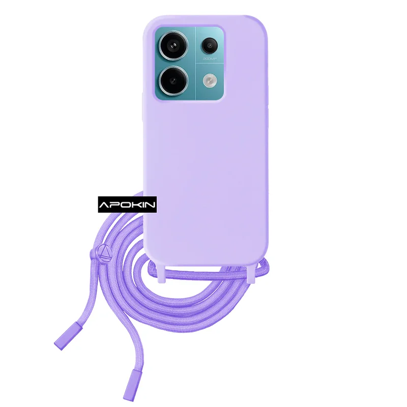 Capa Apokin com Cordão para Xiaomi Redmi Note 13 Pro 5G Silicone Lilás - Imagem 4