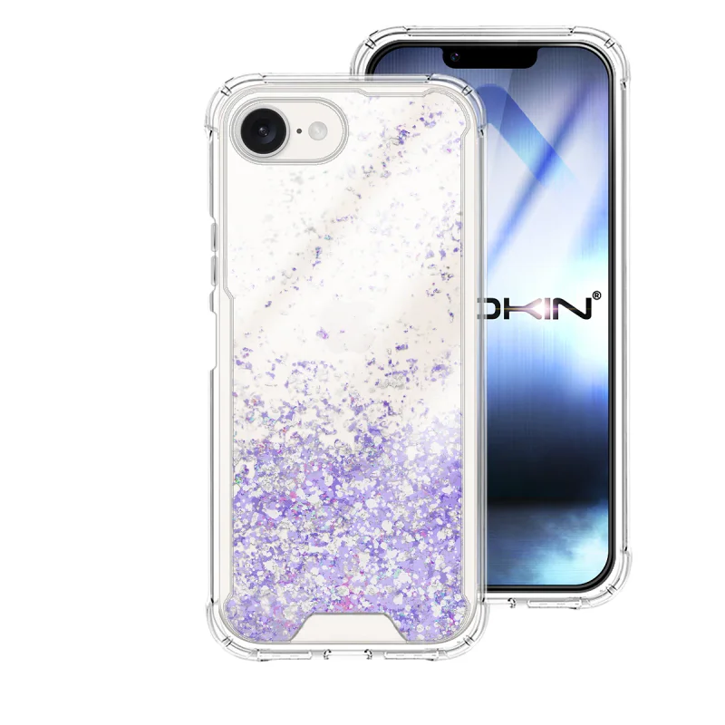 Capa Apokin para iPhone 16e / 17e Gel Transparente com Purpurina Rosa - Imagem 2