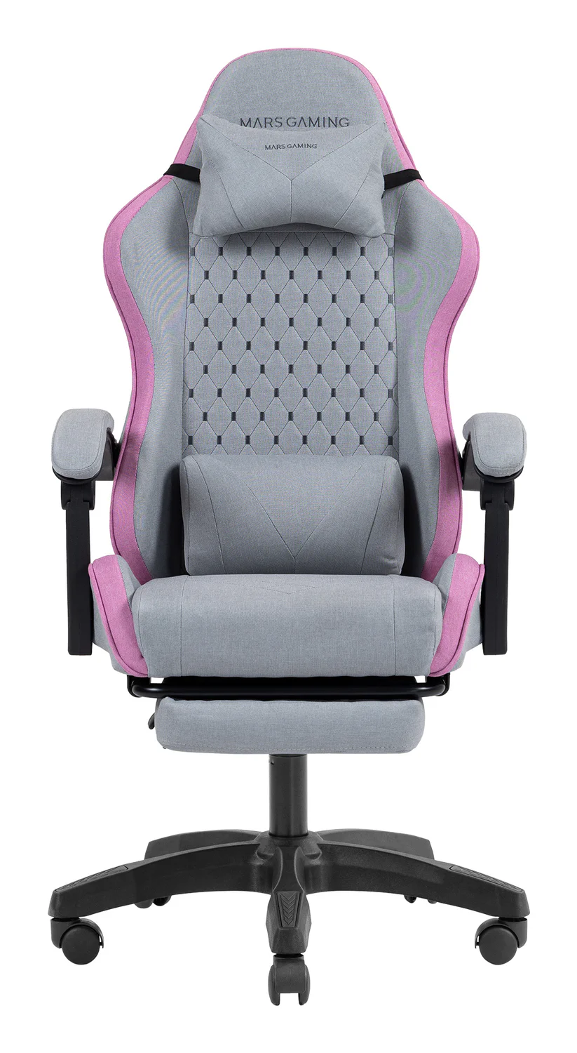 Cadeira Gaming Mars Gaming MGC-X em Tecido Respirável com Apoio para Pés Extensível Cinzenta e Rosa - Imagem 2