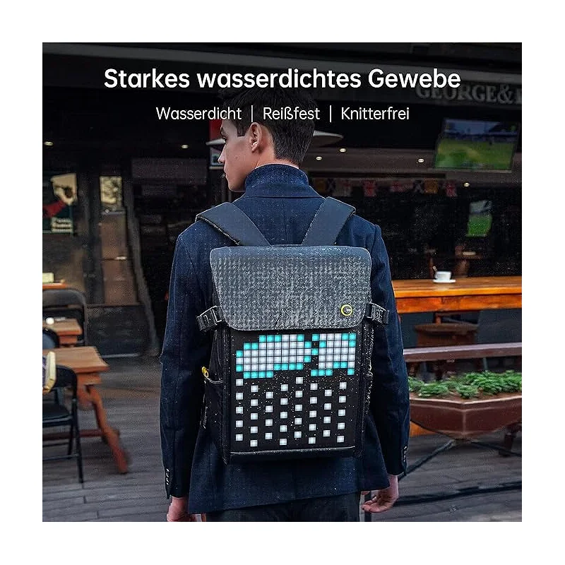 Mochila para Portátil Apokin Divoom Pixoo Pixel Art com Ecrã LED de 15 polegadas Preto - Imagem 4