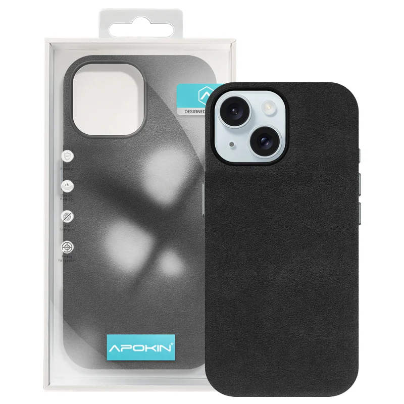 Capa Apokin para iPhone 15 Acabamento Alcantara Azul - Imagem 6