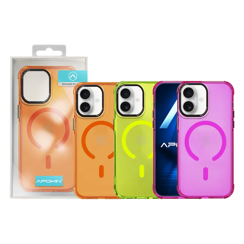 Capa Fluorescente MagSafe Apokin para iPhone 16 em Várias Cores Laranja - Imagem 1