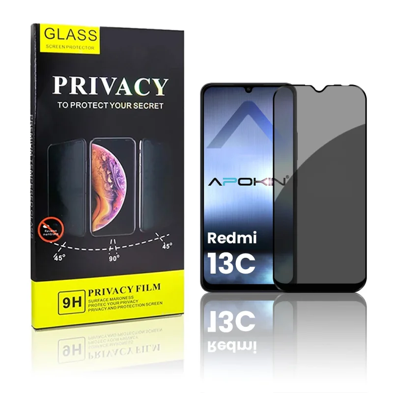 Película de Vidro Temperado de Privacidade Apokin para Xiaomi Redmi 14C / Redmi A5 5D Curvo