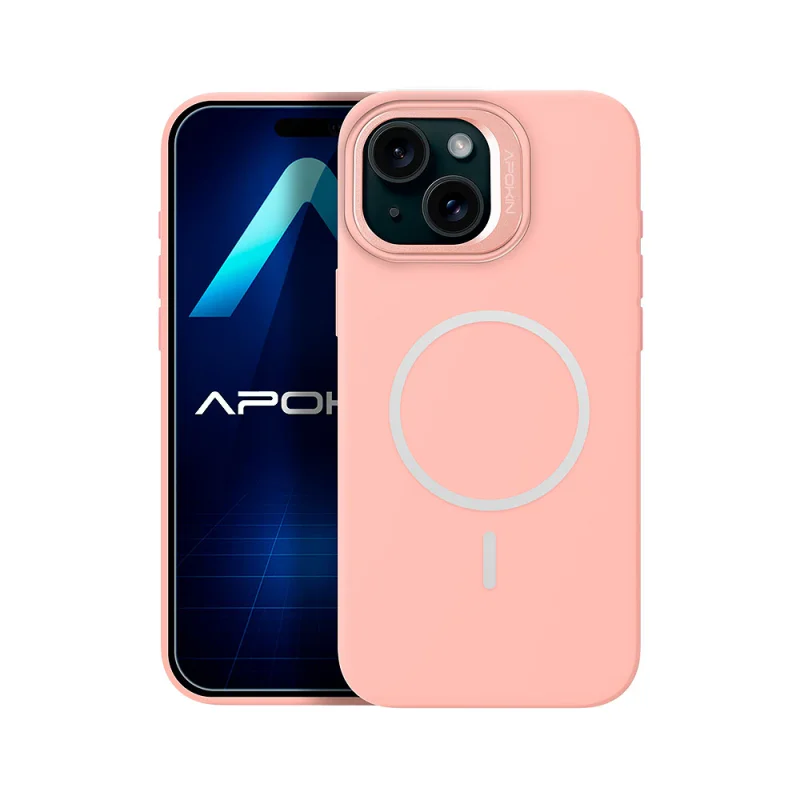 Capa Apokin para iPhone 15 Silicone com MagSafe e Suporte Branco - Imagem 5