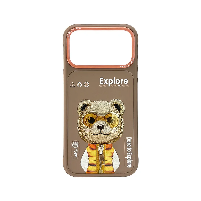 Capa Apokin Nimmy Cool e Cute 2.0 com Bordado para iPhone 16 Pro Urso