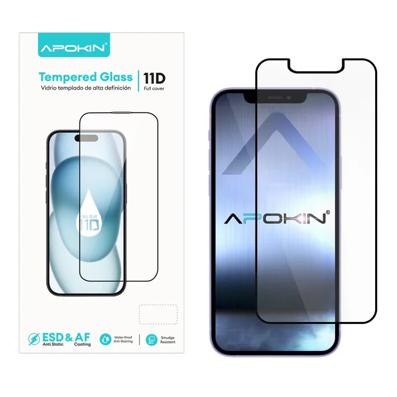 Película de Vidro Temperado Apokin 11D Full Glue para iPhone X / XS / 11 Pro Preto