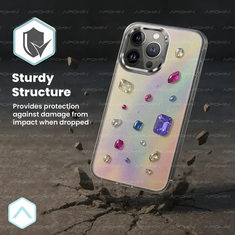 Capa Apokin para Apple iPhone 11 Acrílica Furta-cor com Pedras Transparente - Imagem 2
