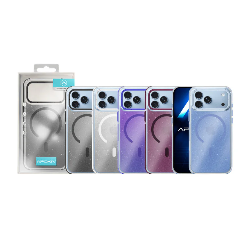 Capa Apokin para iPhone 17 Pro Max com Purpurina e MagSafe Prata - Imagem 1