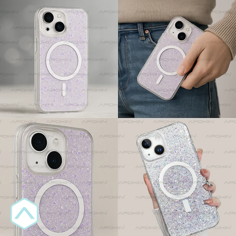 Capa Apokin para iPhone 12 Acrílica com Purpurina e MagSafe Cor 3 - Imagem 5