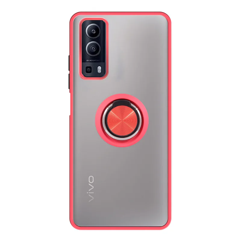 Capa de Gel Apokin para Vivo Y52 5G com Suporte Magnético Fumê Vermelho - Imagem 3