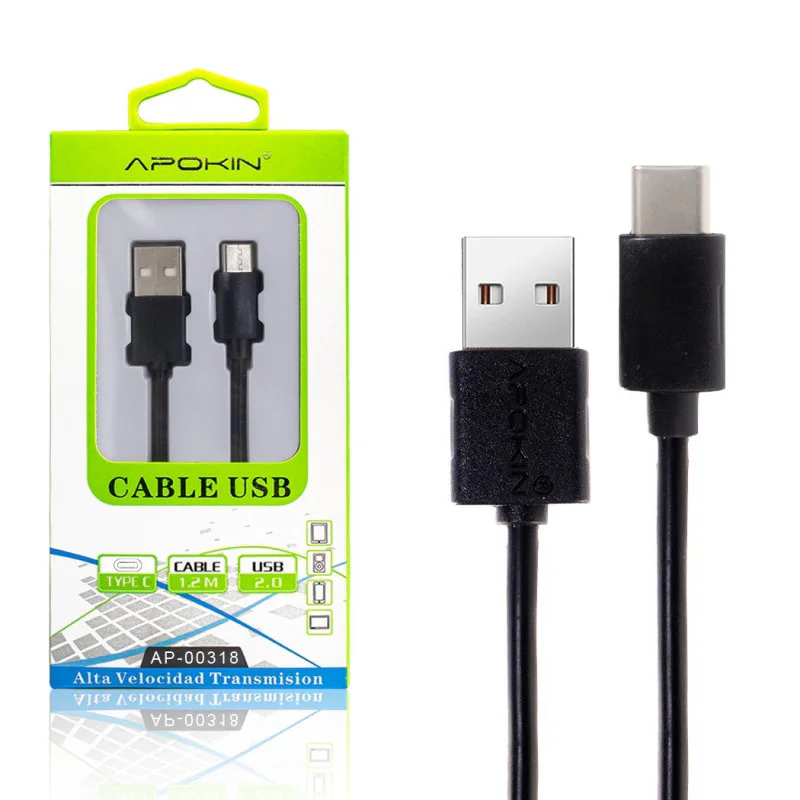 Cabo Apokin USB 2.0 para Tipo-C de Dados e Carga 1,20 m