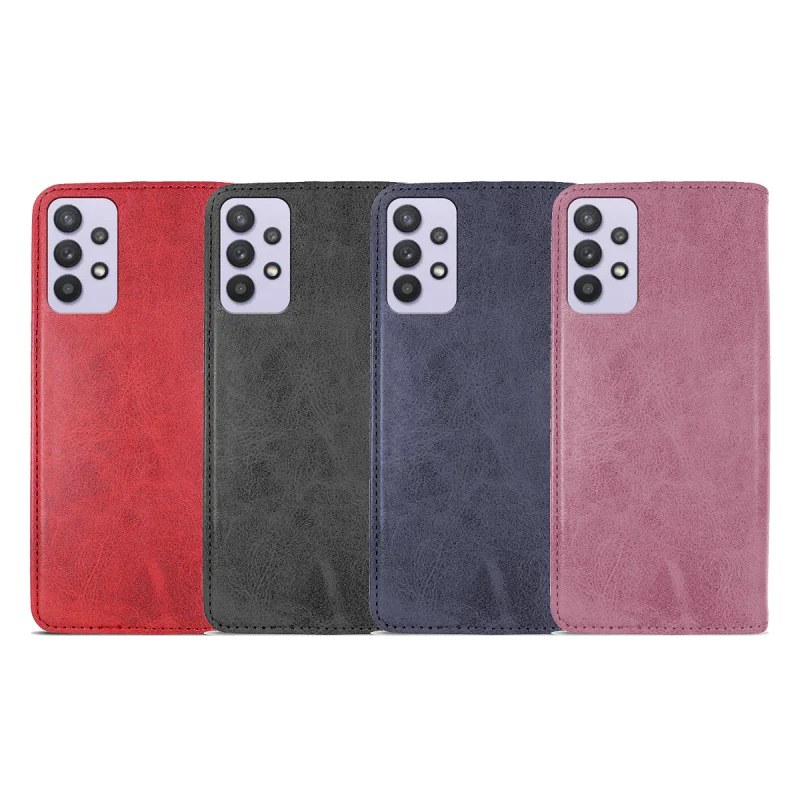 Capa Apokin para Samsung Galaxy A73 5G Pele Sintética com Ranhura para Cartão Vermelho