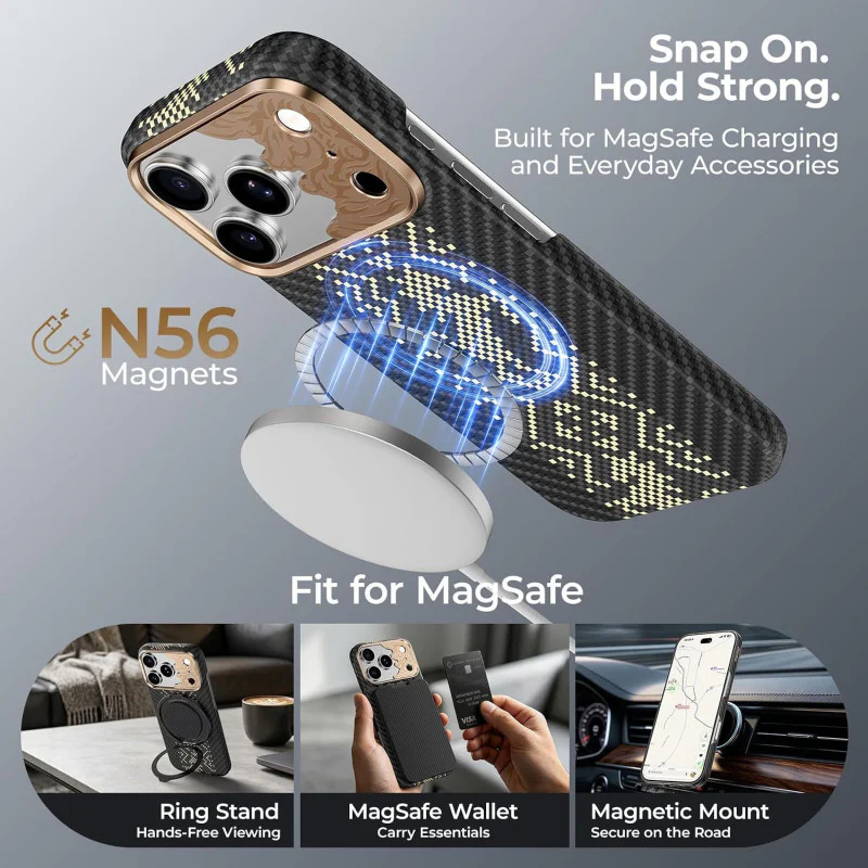 Capa Magnética Apokin para iPhone 17 Pro e 18 Pro em Kevlar Preto - Imagem 5