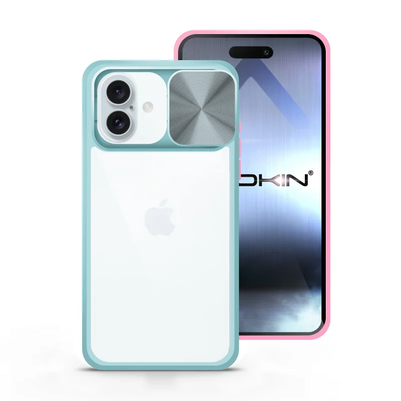 Capa Apokin iPhone 16 Plus Gel Anti-Choque com Tampa Deslizante Azul turquesa - Imagem 2