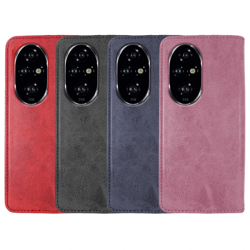 Capa de Livro Apokin com Porta-Cartões para Honor 200 Pro Pele Sintética Vermelho