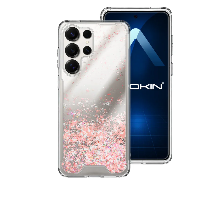 Capa de Gel Apokin para Samsung Galaxy S25 Ultra Transparente com Purpurinas Turquesa - Imagem 6