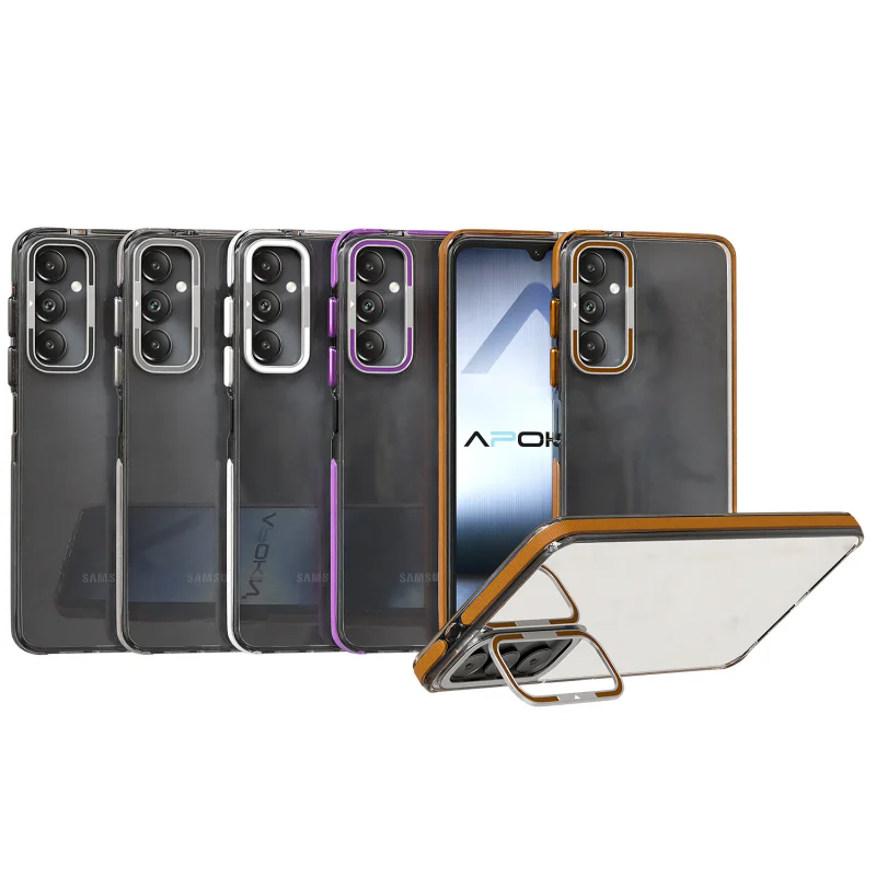 Capa Acrílica Apokin para Samsung Galaxy A05s com Rebordo de Silicone e Suporte Branco - Imagem 1