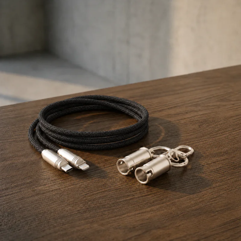 Cabo Apokin USB-C para Lightning Cordão 2 em 1 27 W 120 cm Preto - Imagem 3
