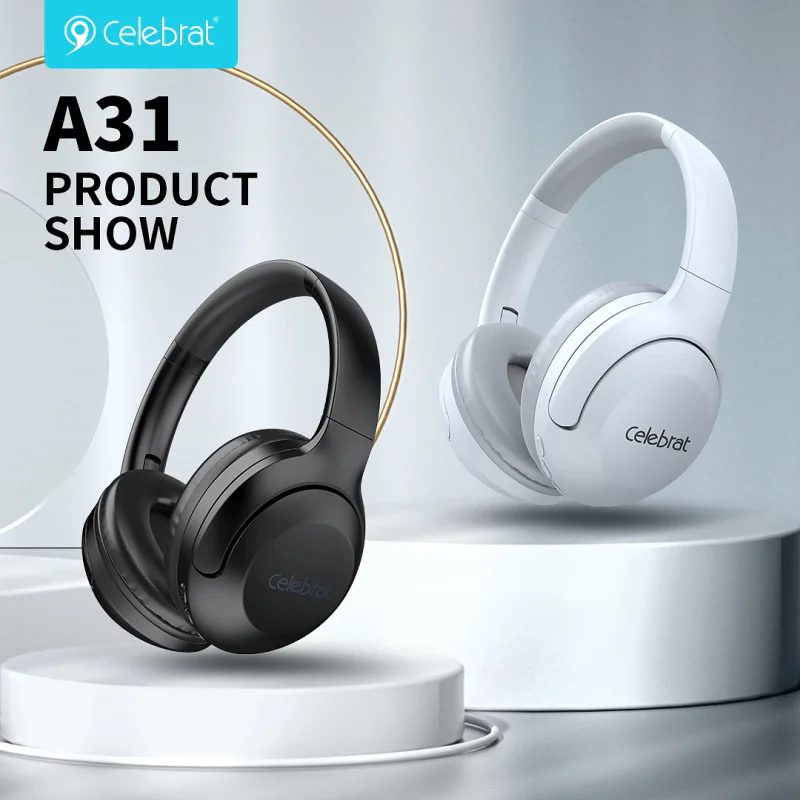 Auscultadores Bluetooth Celebrat A31 com Fita de Cabeça Preto - Imagem 6