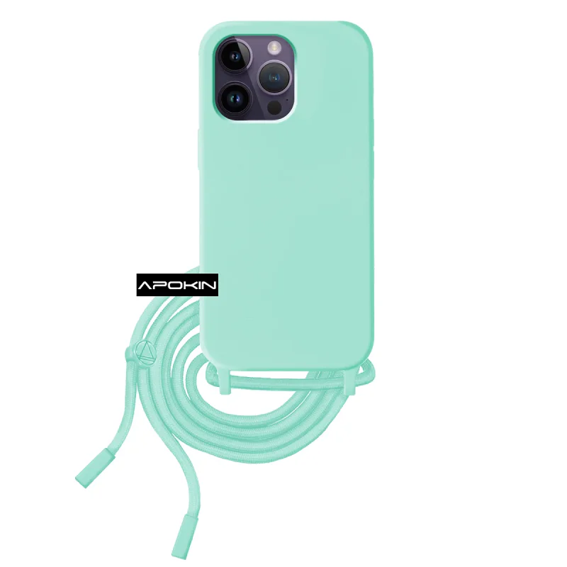 Capa Macia Apokin para iPhone 14 Pro Max com Cordão Rosa - Imagem 2