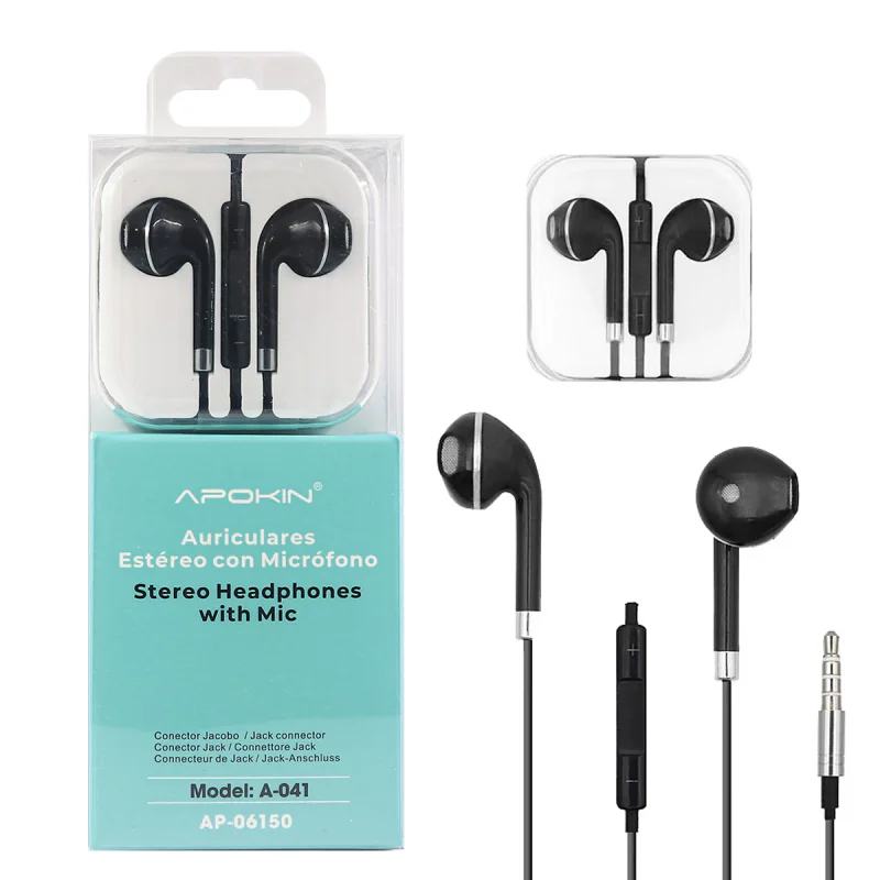Auriculares com Microfone Apokin Borda Metálica Azul