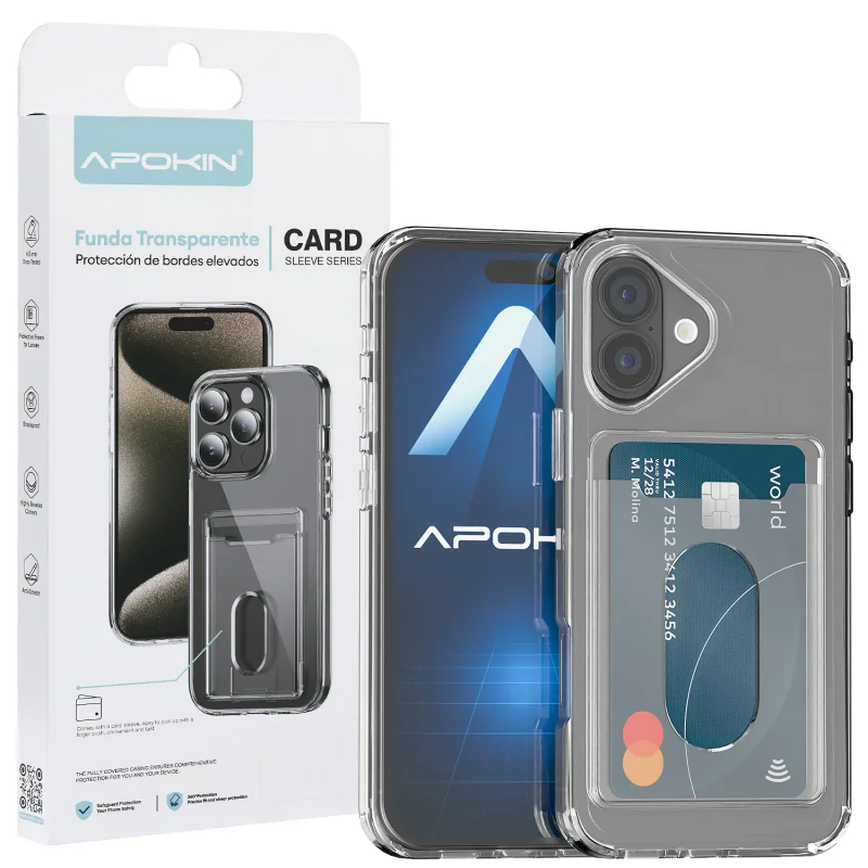 Capa Apokin para iPhone 17 com Porta-cartões Transparente