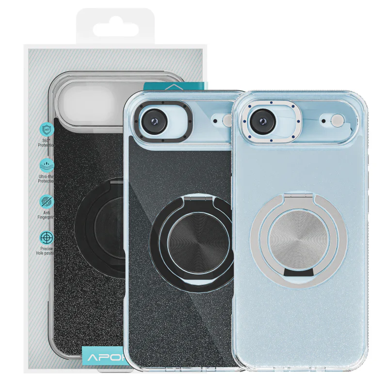 Capa Apokin para iPhone 17 Air com Purpurina e Suporte 360 Variedade de cores - Imagem 1