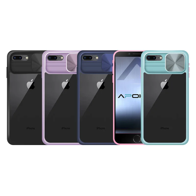 Capa de Gel Apokin para iPhone 7 Plus e 8 Plus Antichoques com Cobertura Deslizante Azul Turquesa - Imagem 1
