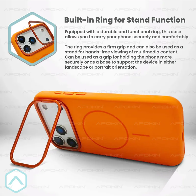 Capa Apokin Allmatch para iPhone 17 Pro Max e 18 Pro Max Silicone Suave com Suporte Preto - Imagem 3