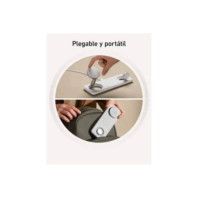 Estação de Carregamento Sem Fios 3 em 1 Apokin Ancer Maggo Dobrável 15 W Qi2 Branco - Imagem 3