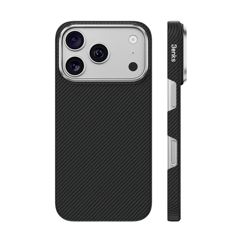 Capa Magnética Antichoque Apokin BENKS 600D Air C1 em Kevlar para iPhone 17 Pro e 18 Pro Preto - Imagem 1