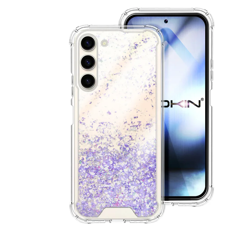 Capa Apokin Gel Transparente com Purpurina para Samsung Galaxy S23 Rosa - Imagem 2