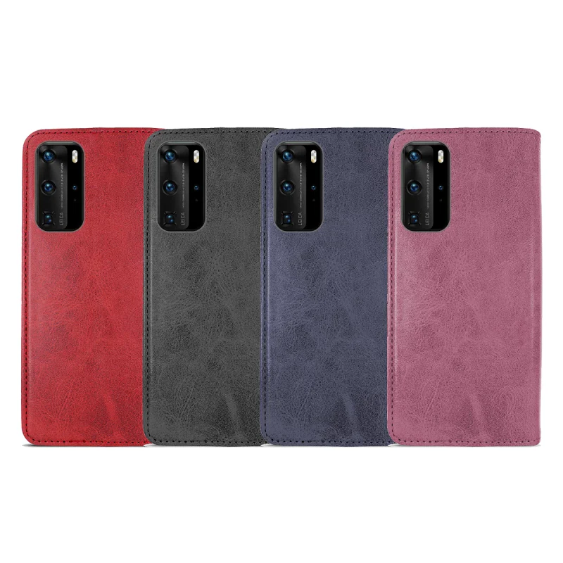 Capa Apokin para Huawei P40 Pro em Pele Sintética com Porta-Cartões Rosa - Imagem 1