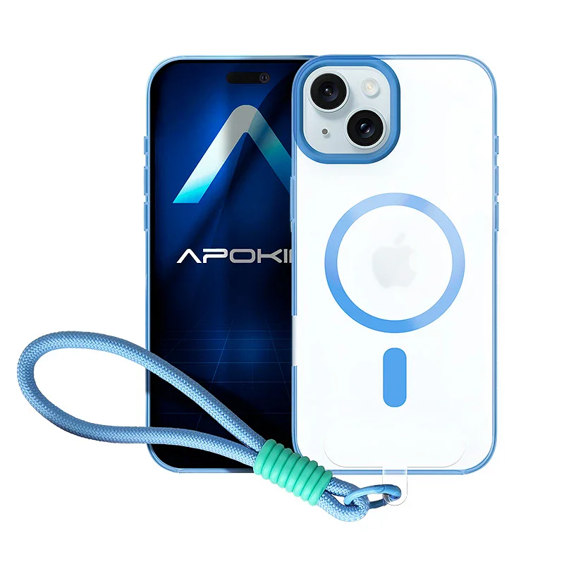 Capa Apokin Silicone com Fita e MagSafe para iPhone 15 Preto - Imagem 4