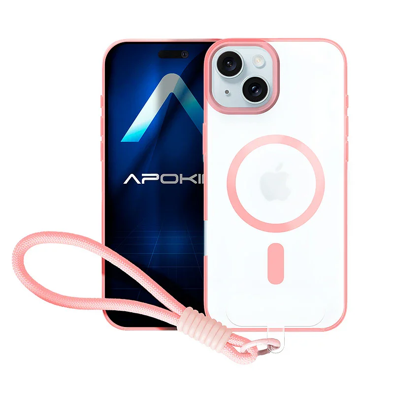 Capa Apokin Silicone com Fita e MagSafe para iPhone 15 Preto - Imagem 3