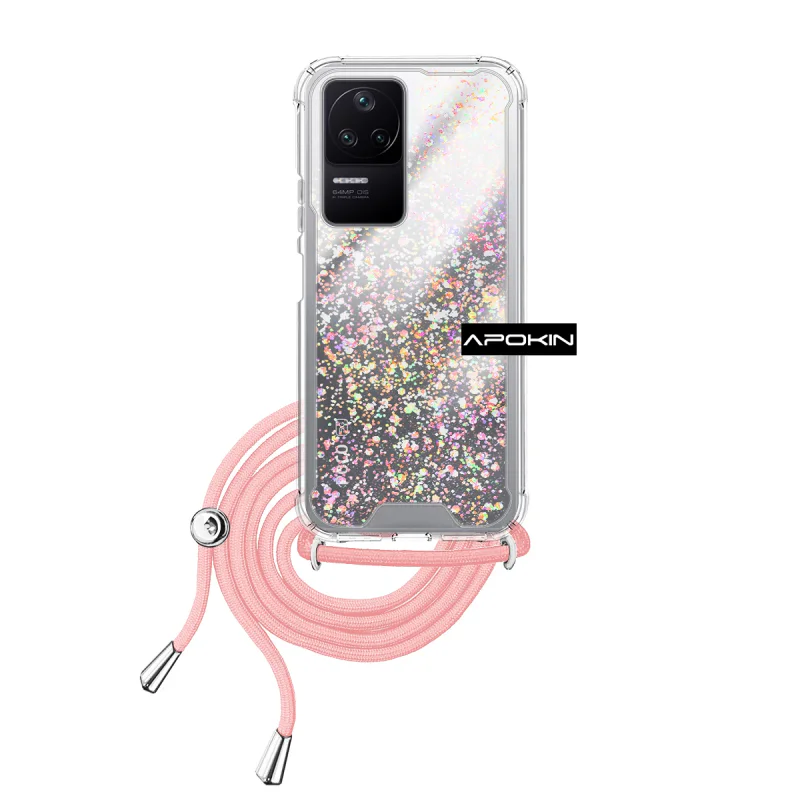 Capa Gel Transparente Apokin com Cordão para Xiaomi Pocophone F4 Várias Cores Lilás - Imagem 3