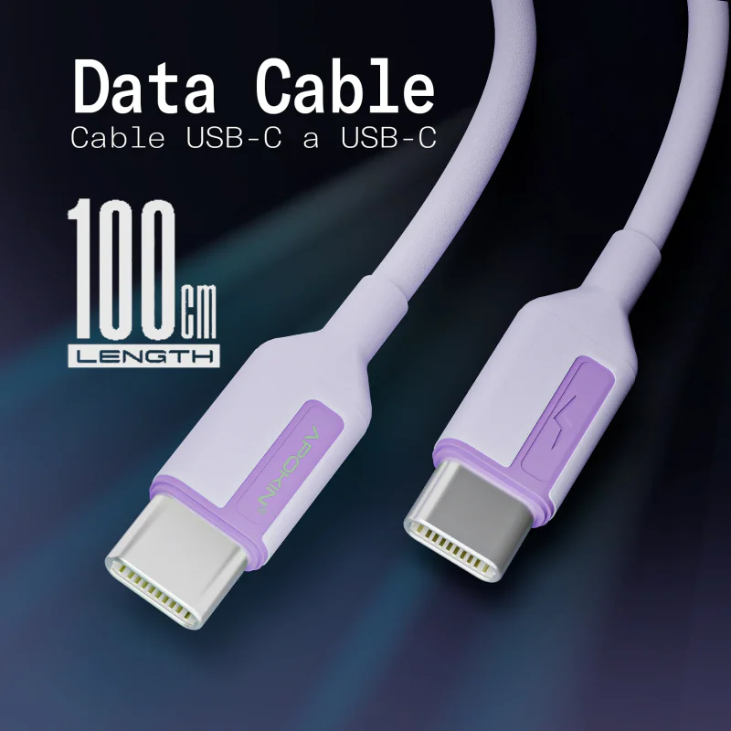 Cabo Apokin USB-C para USB-C 60 W 3 A 1 m Lilás - Imagem 2