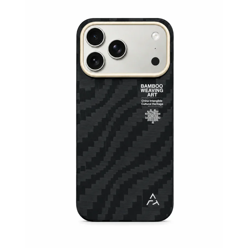 Capa Apokin Airity Fiber com Efeito Bambu para iPhone 17 Pro Max e iPhone 18 Pro Max Preto