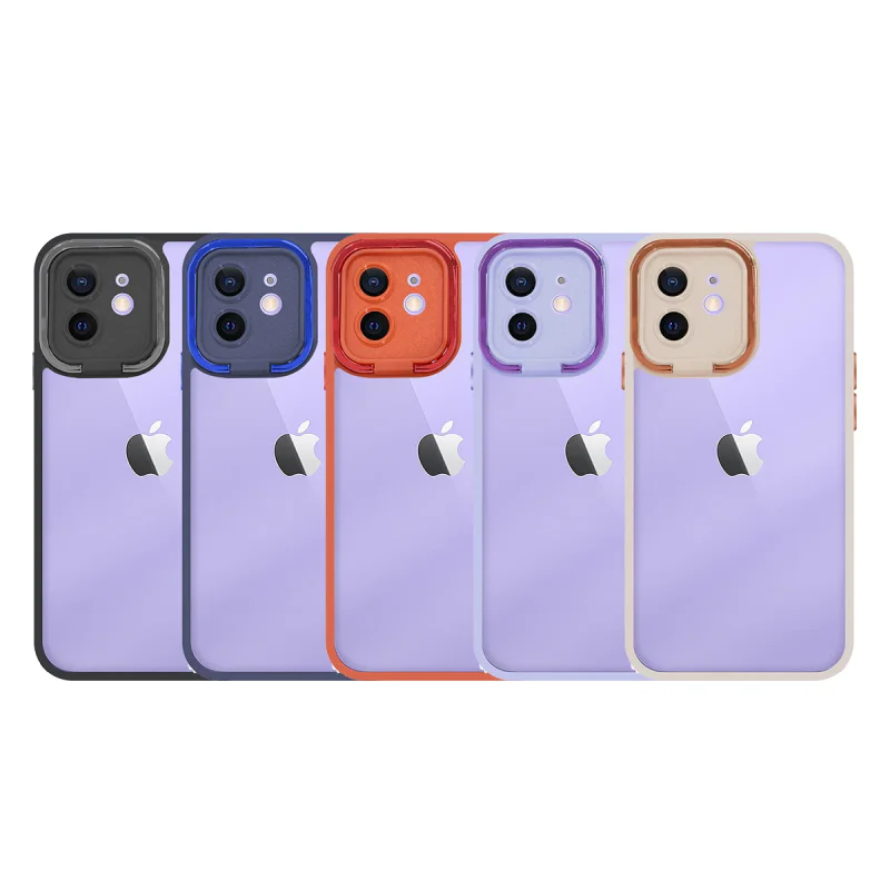 Capa Apokin para iPhone 12 Antichoques Transparente com Suporte e Borda em Alumínio Variedade de cores