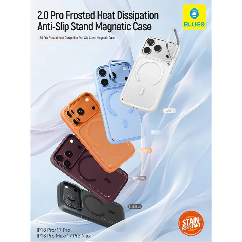 Capa Magnética Blueo Apokin para iPhone 17 Pro e 18 Pro com Suporte e Dissipação de Calor Branco - Imagem 2