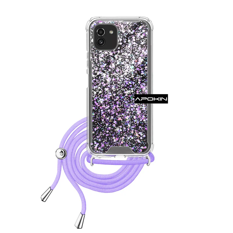 Capa Apokin para Samsung Galaxy A03 Gel Transparente com Cordão Rosa - Imagem 2