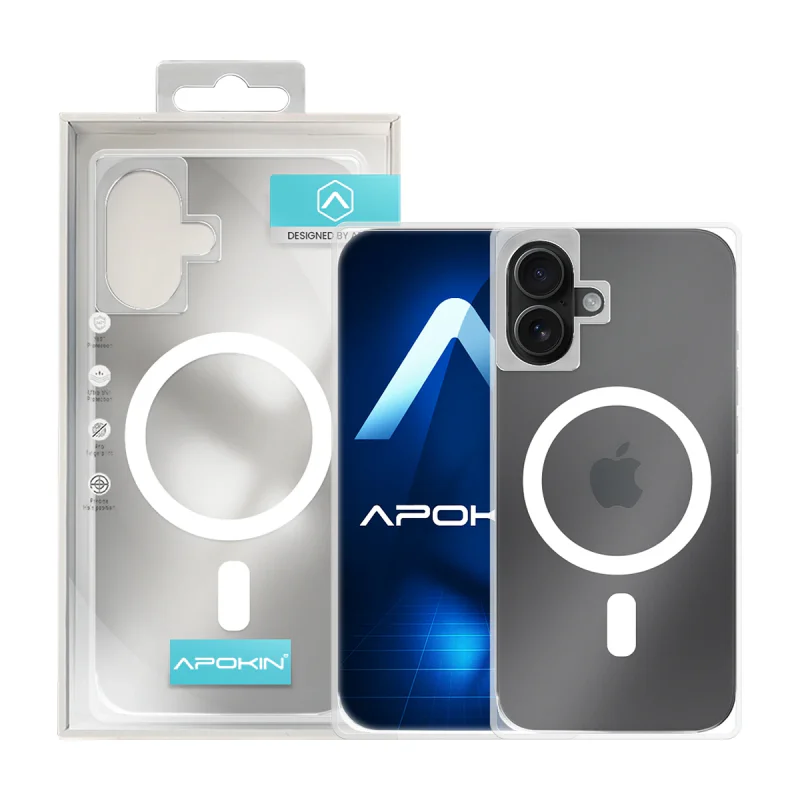 Capa Apokin para iPhone 16 Efeito Espelho Transparente com MagSafe Transparente