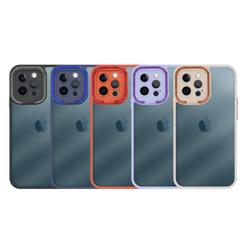 Capa Apokin para iPhone 12 Pro Max Antichoque com Suporte e Rebordo em Alumínio Preto - Imagem 1