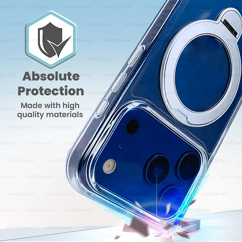 Capa Apokin para Apple iPhone 17 Air com Anel Giratório e MagSafe Transparente - Imagem 4