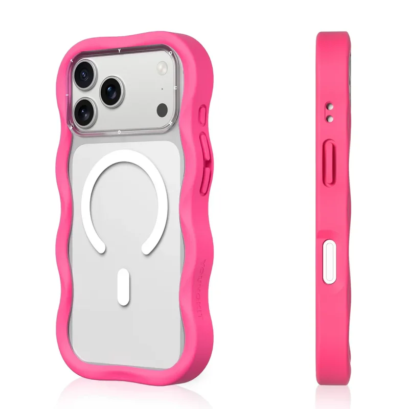 Capa Magnética Apokin Youngkit Série Grande Onda para iPhone 17 Pro Max / 18 Pro Max Fúcsia - Imagem 2