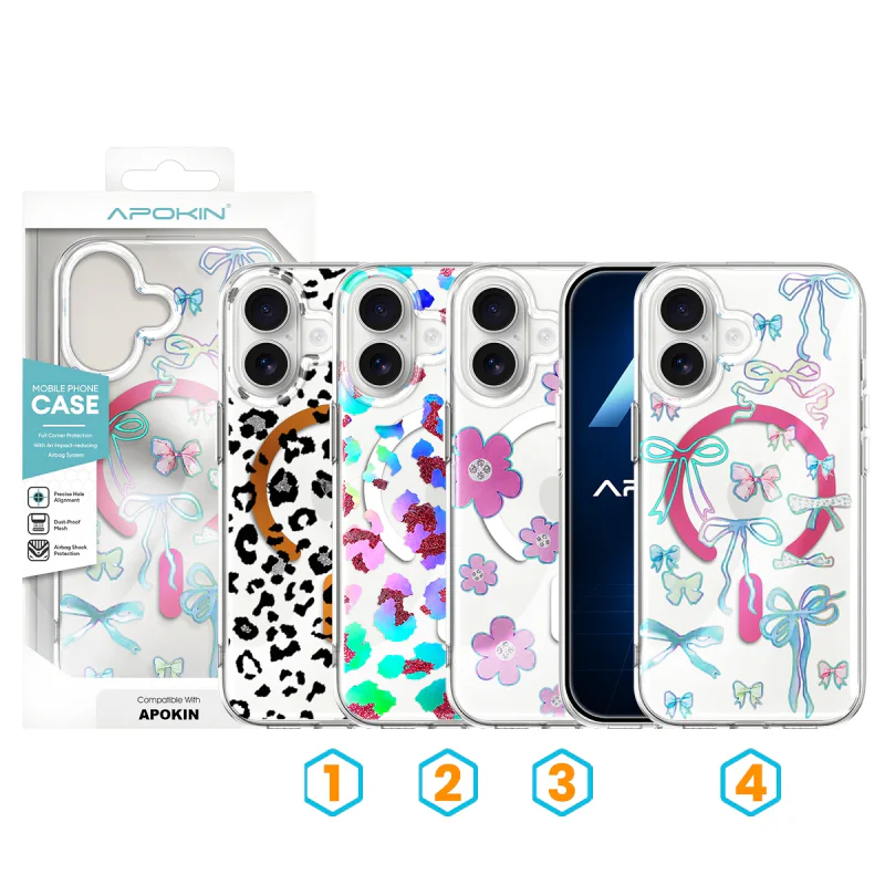 Capa Apokin para Apple iPhone 16 Silicone com Desenho e MagSafe Cor 4