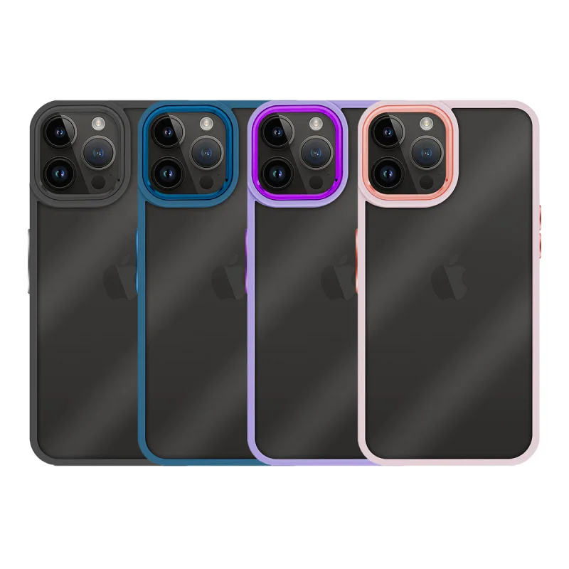 Capa Antichoque Apokin para iPhone 14 Pro Transparente com Aro em Alumínio Variedade de cores - Imagem 1