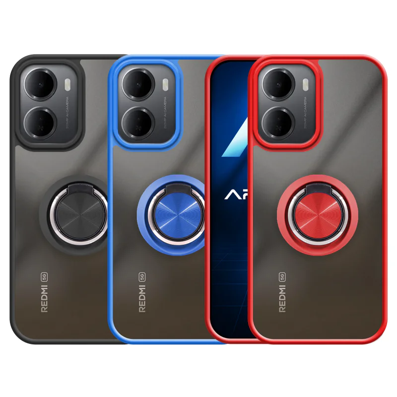 Capa de Gel Apokin para Xiaomi Redmi 15A com Íman e Suporte Fumado Preto