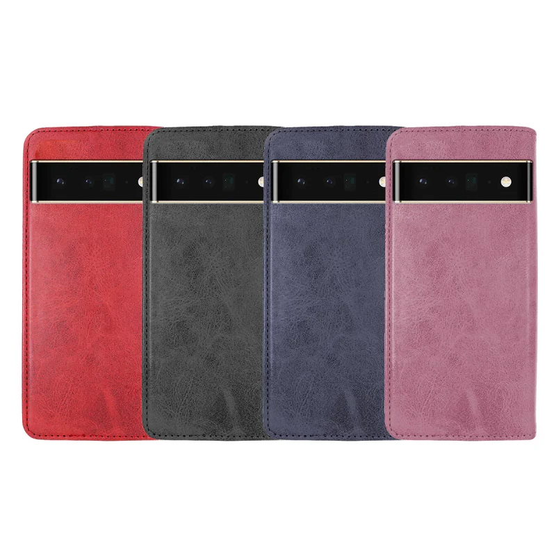 Capa Apokin para Google Pixel 6 Pro Flip em Pele Sintética com Porta-cartões Preto